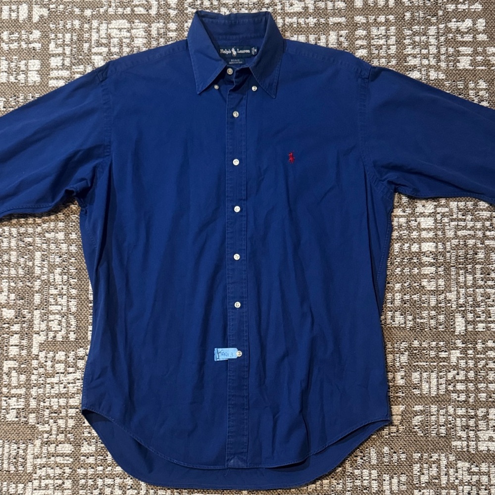 Ralph Lauren Men's Button-Down Shirt in Deep Blue with Red Pony